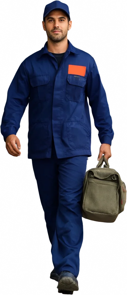 FixLine technician carrying a tool bag
